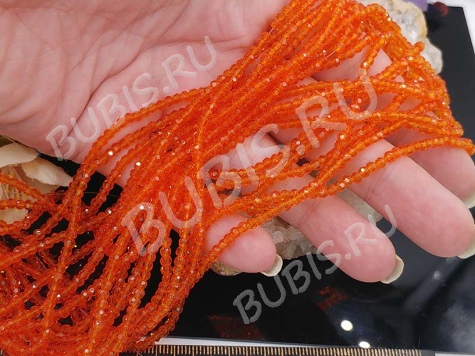 (СКИДКИ!!!) Бусина кристалл гранёный абакус 3*3*2мм рыжий прозрачный (имитация Сваровски) (НИТЬ)