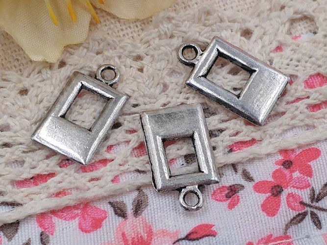 (СКИДКИ!!!) Подвеска Прямоугольник двусторонняя 16,5*9*1,5мм античное серебро (литьё) (10шт.)