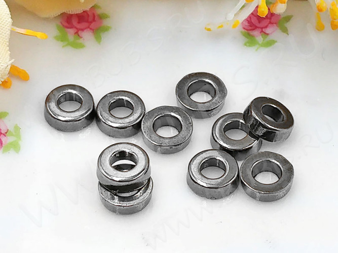 Рондели 057 кольца 6*6*2мм чёрный никель (литьё) (10шт.)