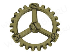 (СКИДКИ!!!) Подвеска Шестерёнка 19 двусторонняя 12*12*1мм античное бронза (литьё) (Steampunk) (10шт.)