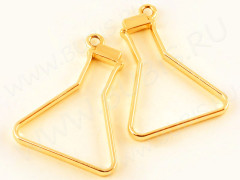 Подвеска Рамка 28 Бутылочка треугольная 41*31*3,5мм золотистая (литьё)