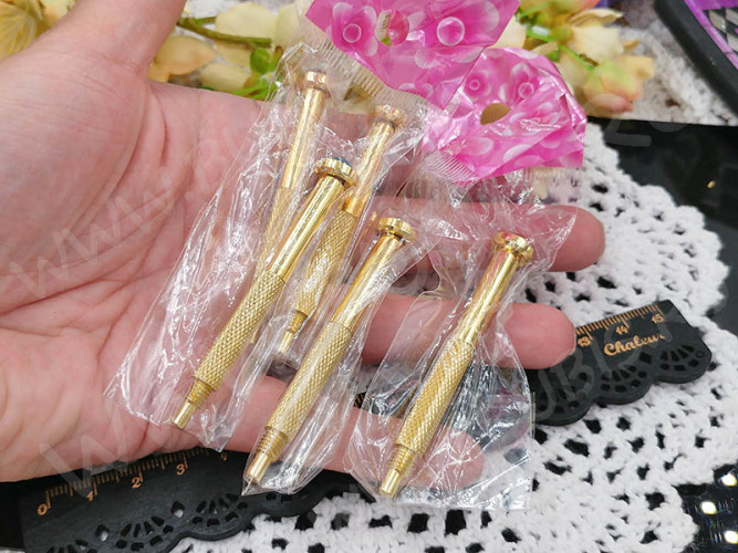 Сверлилка 02 ручная мини-дрель со сверлом 0,6мм золотистая (инструменты для бижутерии)