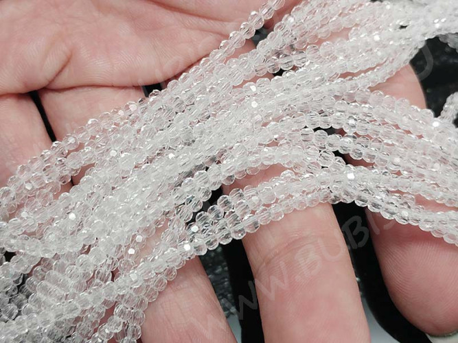 (СКИДКИ!!!) Бусина кристалл гранёный абакус 3*3*2мм чистый прозрачный (имитация Сваровски) (НИТЬ)