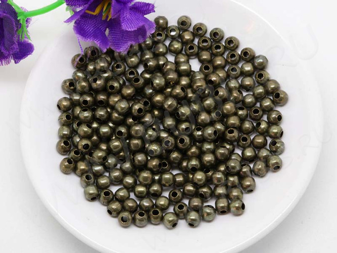 (СКИДКИ!!!) Бусина Шарик металлический 5мм античная бронза (Iron) (100шт.)