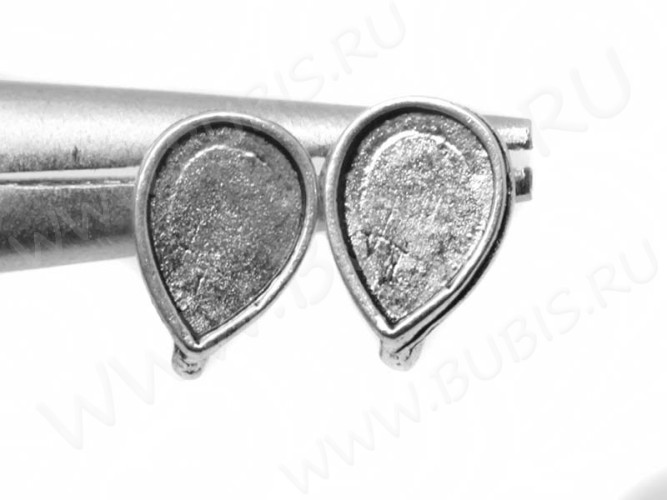 Пуссеты ("гвоздики") №133 с сеттингом 10*8мм Капля 14*13,5*9мм античное серебро (литьё) (1 пара)