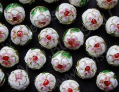 Бусина Округлая 01 11мм белая (клуазонне)