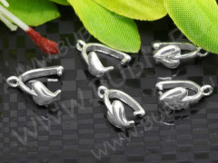 Держатель кулона 035 Сердечко 10*6*4,5мм серебристый (Brass)