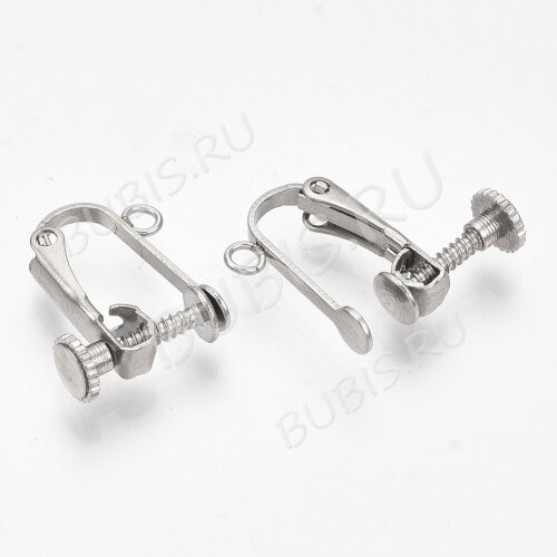 Основы для клипс №27 винтовые 15*15мм цвет платины (Хирургическая сталь)(1 пара)