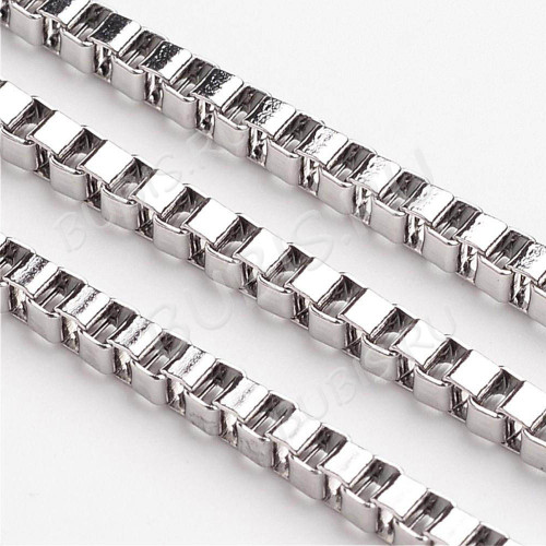 Цепочка S70 Кубы коробочка мелкая 3*3*0,6мм цвет платины (Хирургическая сталь) (50см)