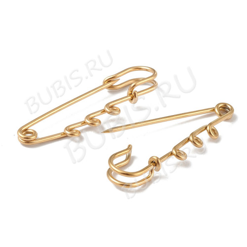 Заготовка для броши №132 — английская булавка с 3 кольцами, золотистая