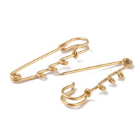 Основа (заготовка) для броши №132-G английская булавка с 3-мя петельками кольцами 50*17*5мм золотистая (Хирургическая сталь) 1