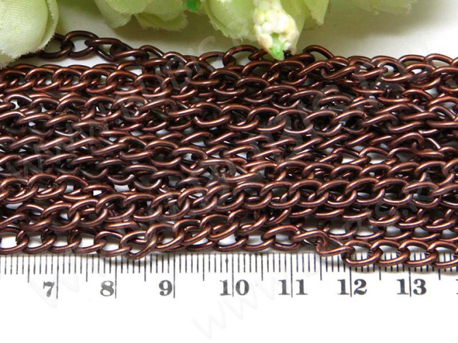 Цепочка I102 простая кручёная звено 7*5мм античная медь (Iron) (1м)