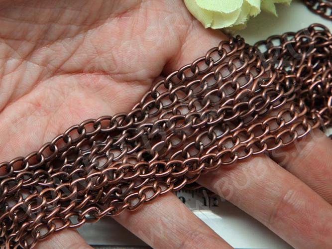 Цепочка I102 простая кручёная звено 7*5мм античная медь (Iron) (1м)