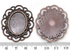 Подвеска-сеттинг Овал 08 (сеттинг 24-25*18мм) 40*35*2,5мм античная медь (литьё)