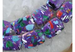 Бусина каменная Прямоугольник 01 18,5*13,5*5мм Турквенит фиолетовый с мультиколором (камни)