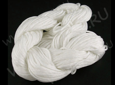 (СКИДКИ!!!) Нейлоновый шнур 01 круглый 1мм белый (24м)