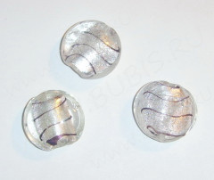 056 Бусина Лепёшка с полосками 20*10мм прозрачная (венецианское стекло)