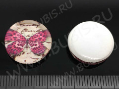 Кабошон стеклянный 33 Круглый 18*18*5мм рисунок 13 (стекло)