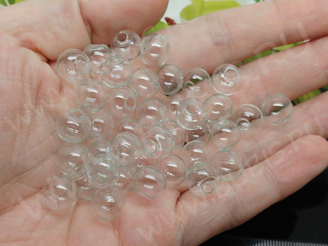 Пузырь стеклянный 41 Сфера с одним отверстием (3-4мм) 10*9мм прозрачный (стекло)