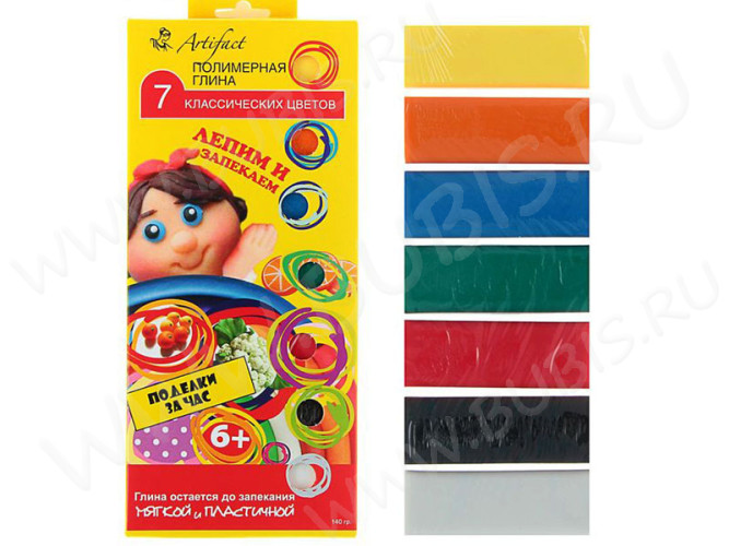 Полимерная глина Артефакт набор 7507-08 7 классических цветов 140г