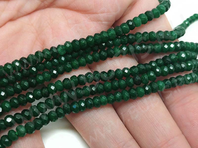 Бусина каменная Рондель 13 ГРАНЁНЫЙ 4*4*2,5мм Хризопраз тёмный (камни) (10шт.)