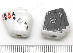 078 Фарфоровая бусина Карты 14,5*14*7мм белая непрозрачная (керамика)