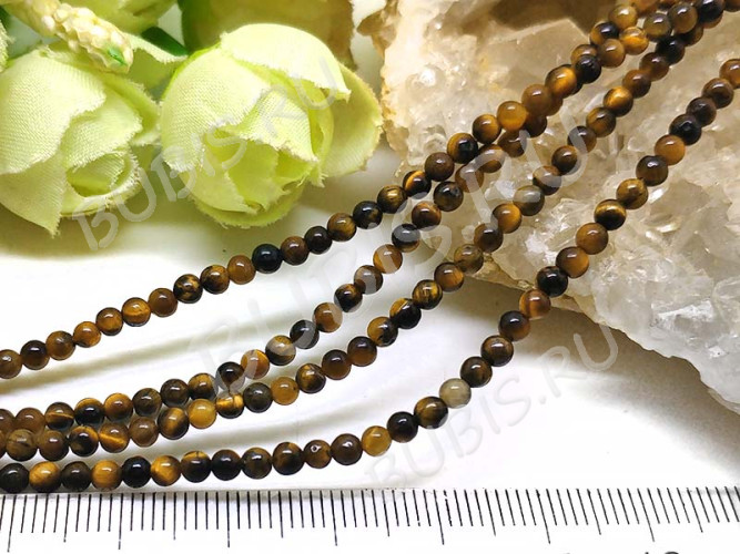 (СКИДКИ!!!) Бусина округлая 3мм Тигровый глаз (камни) (10шт)