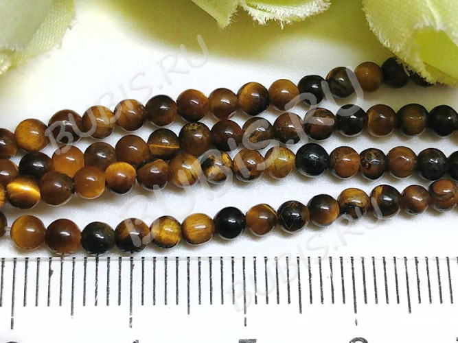 (СКИДКИ!!!) Бусина округлая 3мм Тигровый глаз (камни) (10шт)