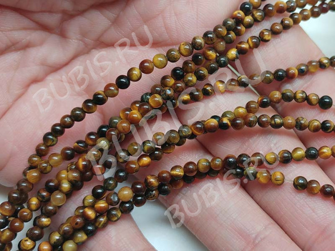 (СКИДКИ!!!) Бусина округлая 3мм Тигровый глаз (камни) (10шт)