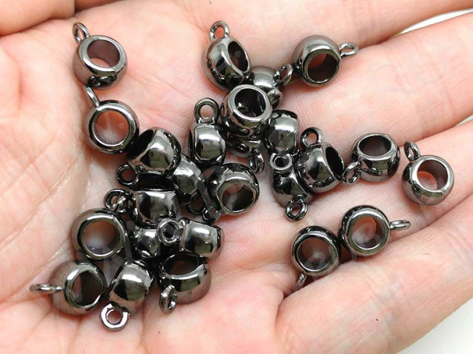 Бусина с петлёй 033 Бейл классика 11,3*8*5,3мм чёрный никель (литьё)