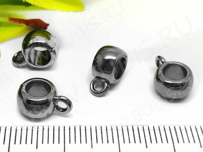 Бусина с петлёй 033 Бейл классика 11,3*8*5,3мм чёрный никель (литьё)