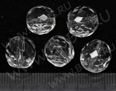 Округлая гранёная бусина 10,5-11мм прозрачная (стекло) (Чехия)