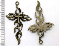 Подвеска Крестик 10 большой 63*36,5*4,7мм античная бронза (литьё)