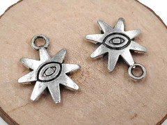 Подвеска Звёздочка 17 3D двусторонняя с глазом 15*12*2,5мм античное серебро (литьё)