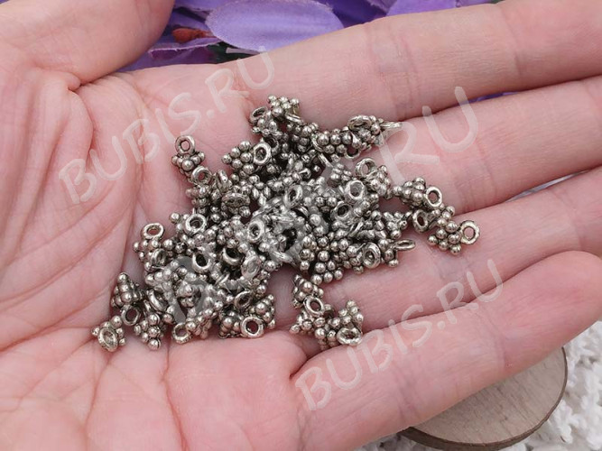 (ОПТ) Подвеска Виноградик 03 3D 8*5*5мм античное серебро (литьё) (100шт.)