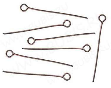 (ОПТ) Штифт с петлёй 50*0,7мм античная медь (Iron) (100г)