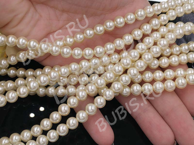Бусина "жемчуг" 7мм айвори (стекло) (10шт.)