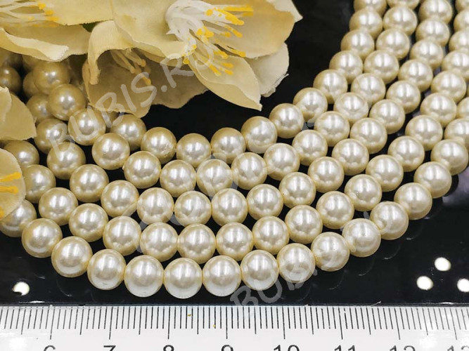 Бусина "жемчуг" 7мм айвори (стекло) (10шт.)