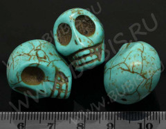 Бусина каменная Череп 06 большой! Говлит 22*20,5*17мм голубо-бирюзовый (камни)