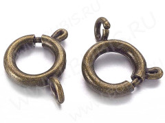 Замочек карабин №055 кольцо круглый 13*11*2мм античная бронза (Brass)