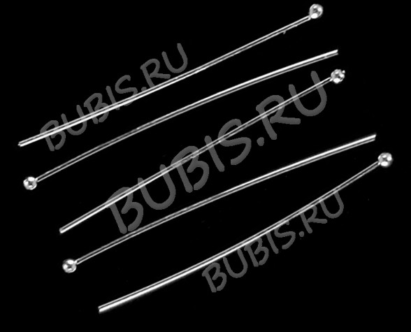 Штифт с ШАРИКОМ 30*0,6мм цвет платины (Brass) (10шт)