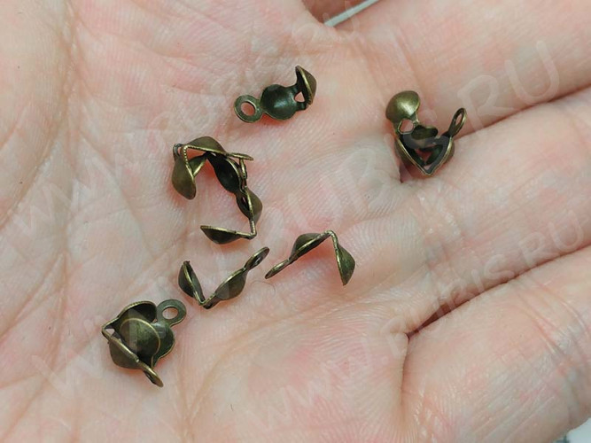 (СКИДКИ!!!) Зажимы №23 Калотты 8*3мм античная бронза (Iron) (50шт.)