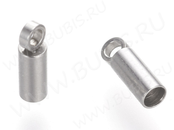 Концевик 103 8*2,6*2,6мм для шнура до 2мм цвет платины (Хирургическая сталь)