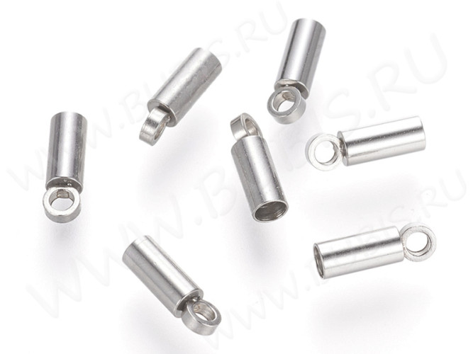 Концевик 103 8*2,6*2,6мм для шнура до 2мм цвет платины (Хирургическая сталь)