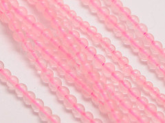 (ОПТ) Бусина округлая 2мм бисер Розовый кварц натуральный (камни) (НИТЬ)