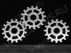 Шестерёнка 04 двусторонняя 25*25*1,2мм античное серебро (литьё) (Steampunk)