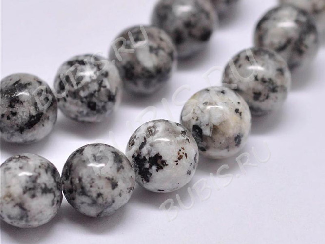 (ОПТ) Бусина округлая 8мм Яшма Кунжутная СЕРАЯ натуральная (камни) (НИТЬ)