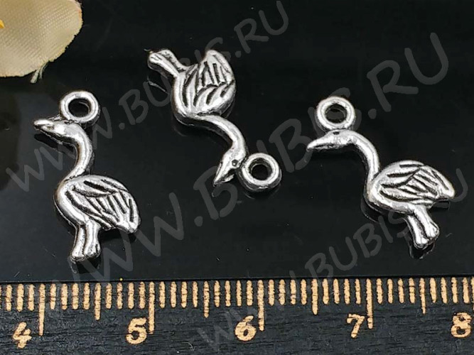 Подвеска Птичка 03 3D 18*7*2,5мм античное серебро (литьё)