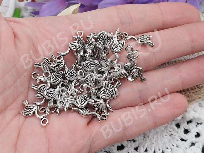 Подвеска Птичка 03 3D 18*7*2,5мм античное серебро (литьё)