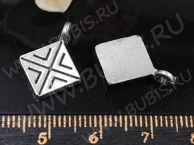 (СКИДКИ!!!) Подвеска Ромб 02 Бейл клеевой 17,8*13,2*1,2мм античное серебро (литьё) (10шт.)